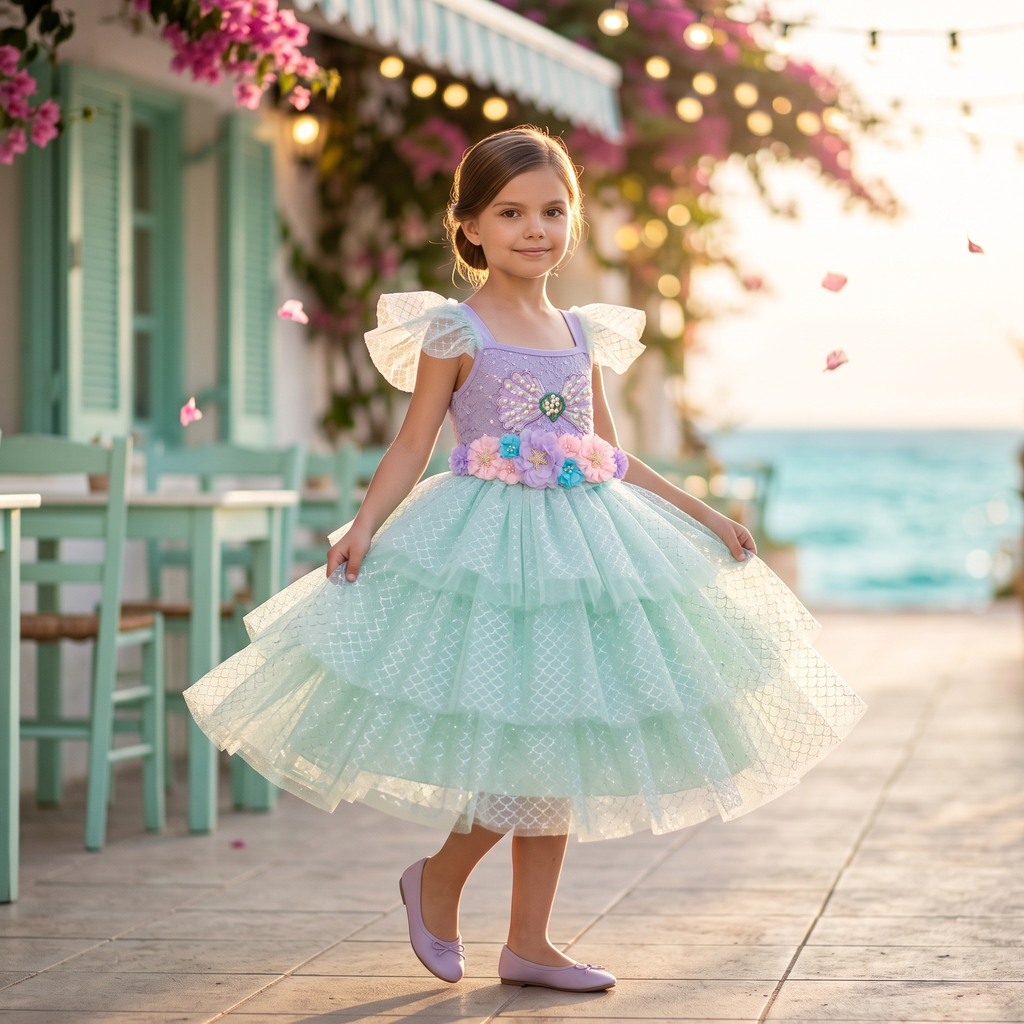 Mermaid Tutu Dress shown on a child