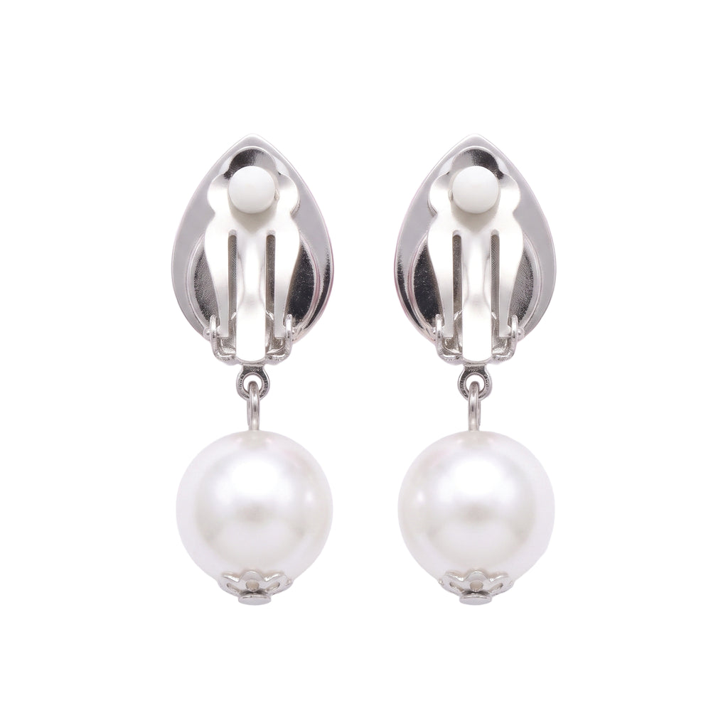 Clip-on backs on the pink teardrop earrings, no pierced ears needed