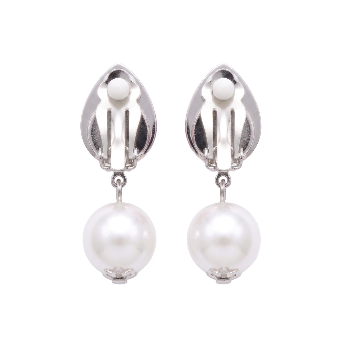 Clip-on backs on the pink teardrop earrings, no pierced ears needed
