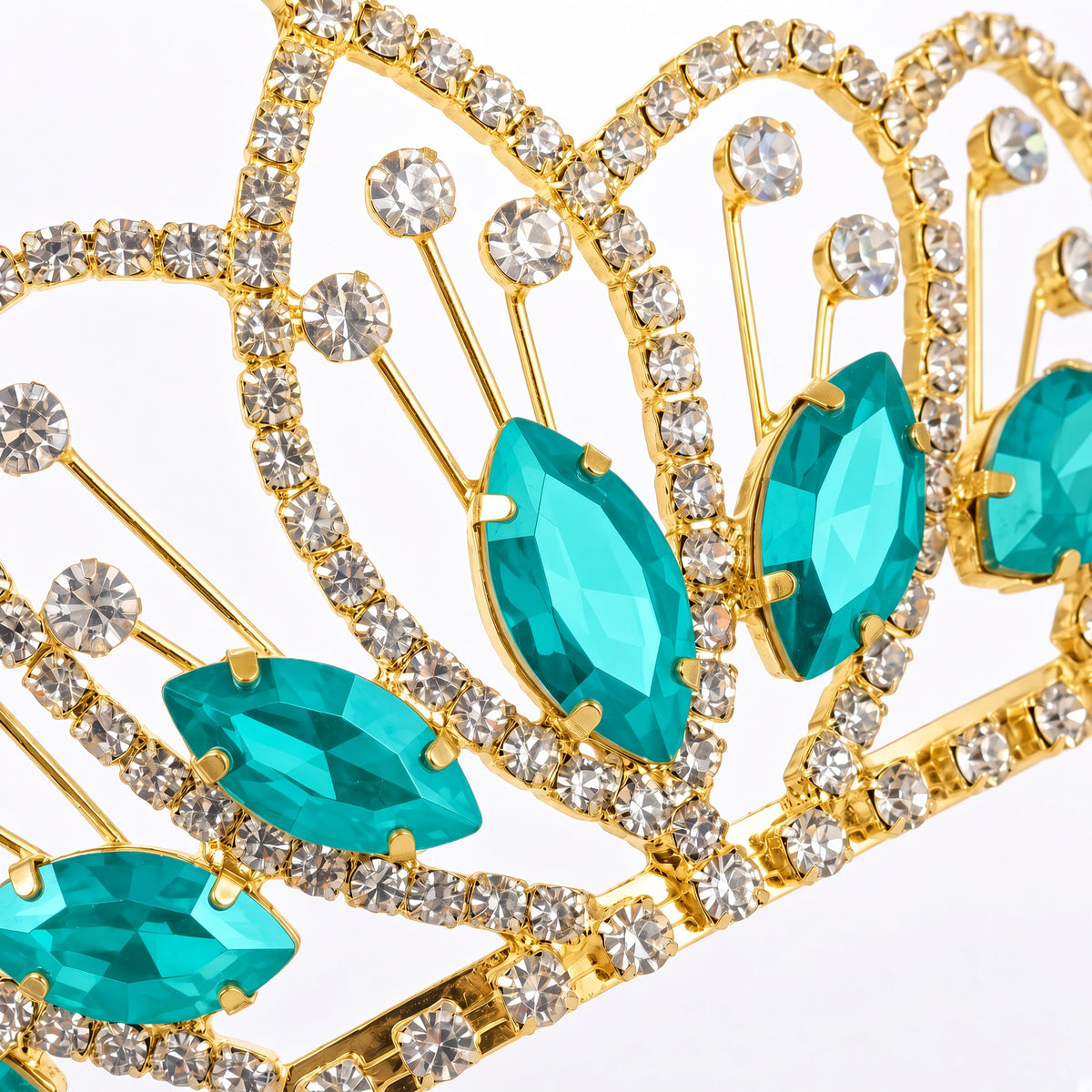 Teal marquise stones on the tiara