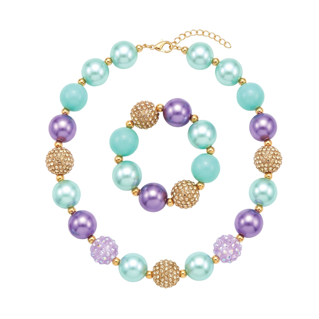 Chunky bead necklace and matching bracelet