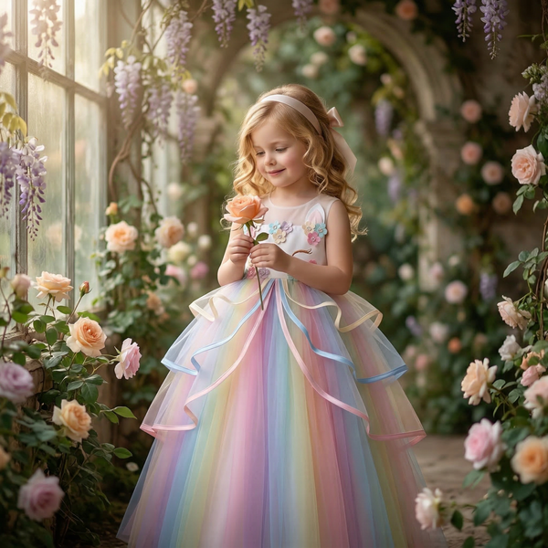 Rainbow Unicorn Ribbon Gown