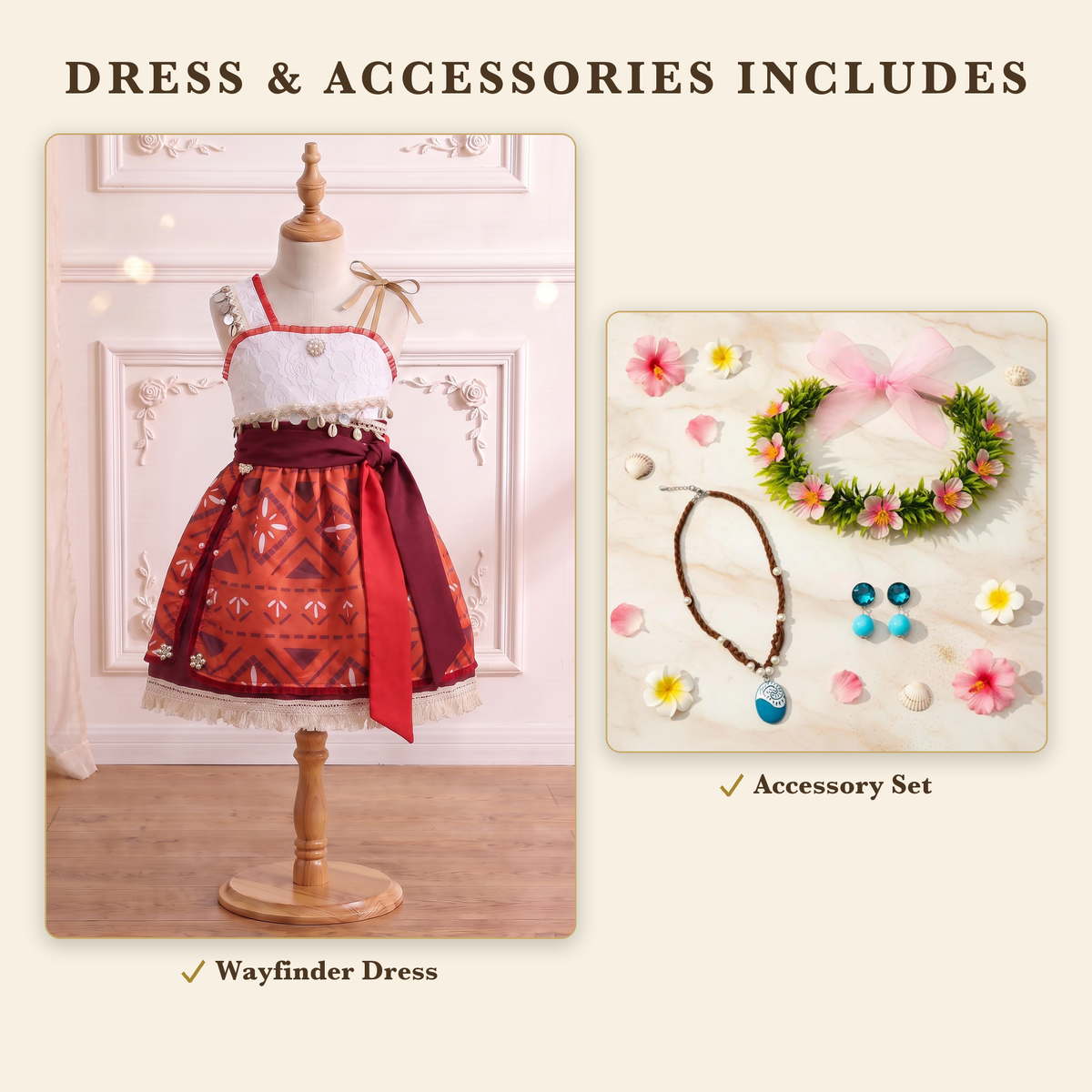 Dress and Accessories bundle includes the Wayfinder dress and island accessory set