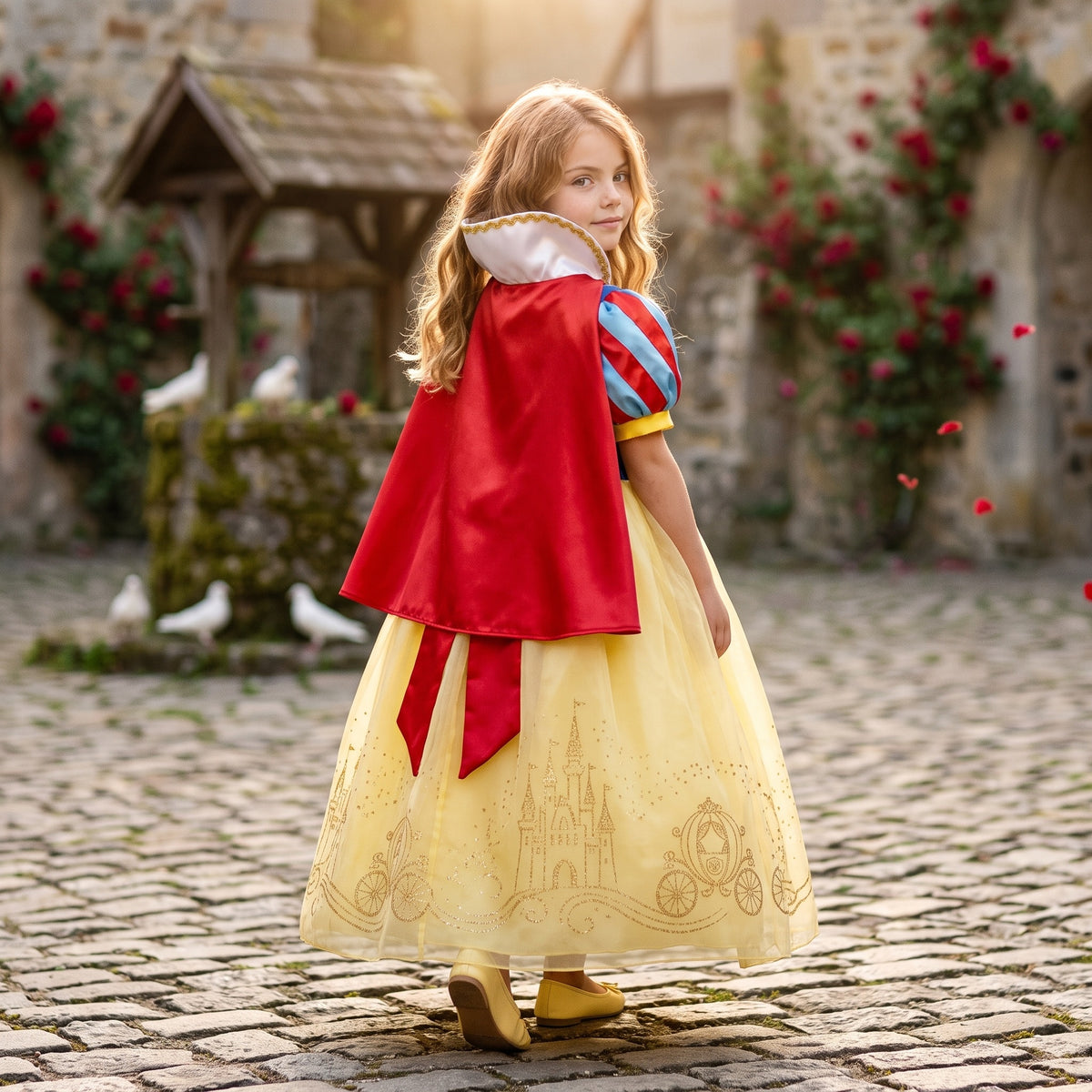 Castle Cape Dress — back view on a child