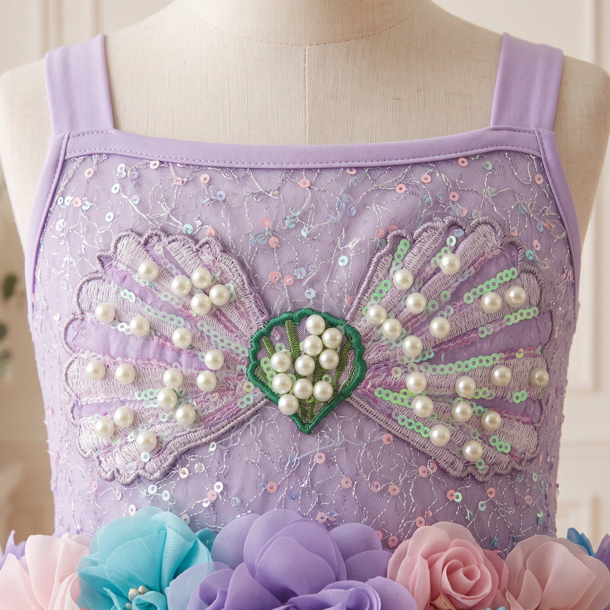 Mermaid Tutu Dress — bodice shell close-up