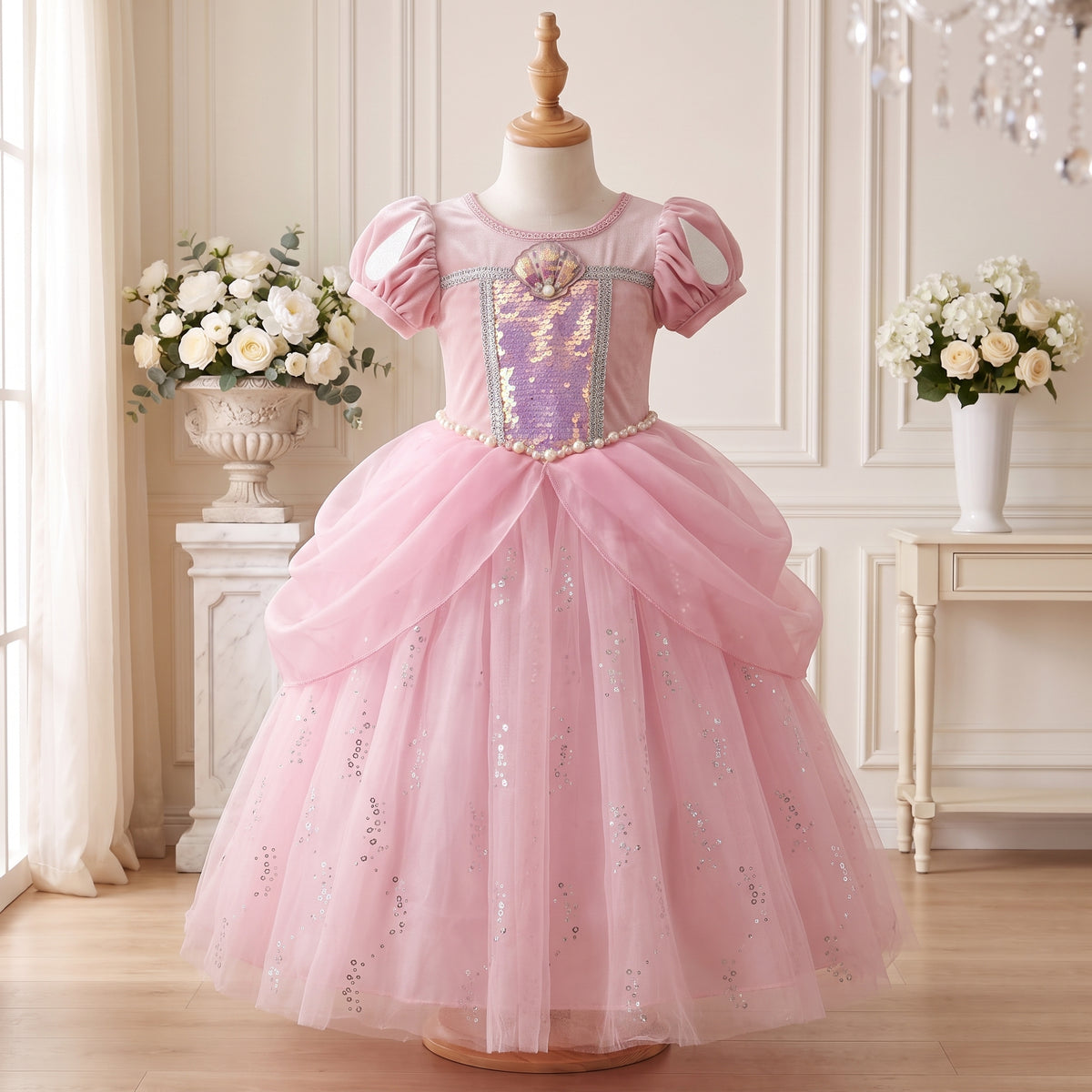 Front display of Pink Mermaid Gown