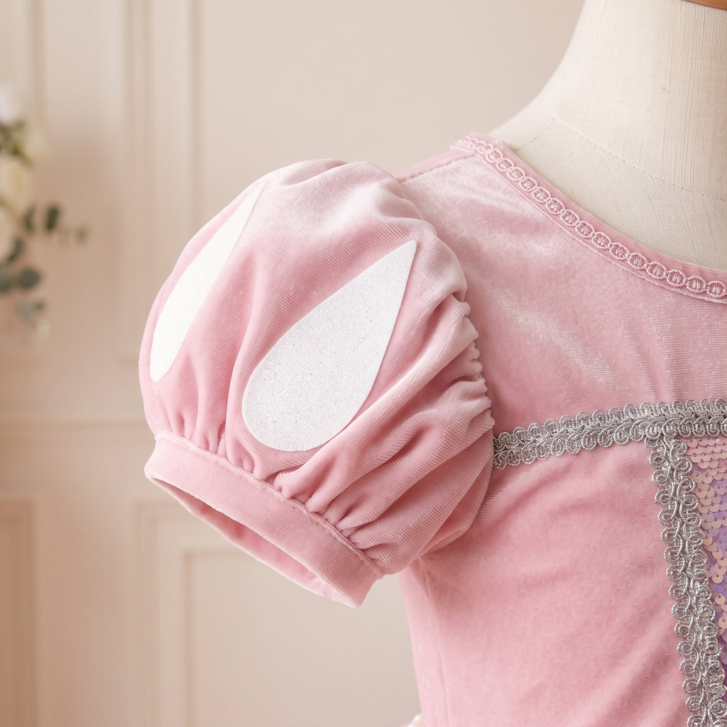 Pink Mermaid Gown — sleeve close-up
