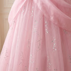 Pink Mermaid Gown — skirt tulle close-up