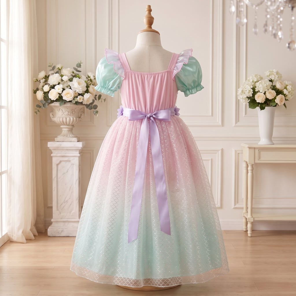 Back view of Pink Mint Mermaid Dress