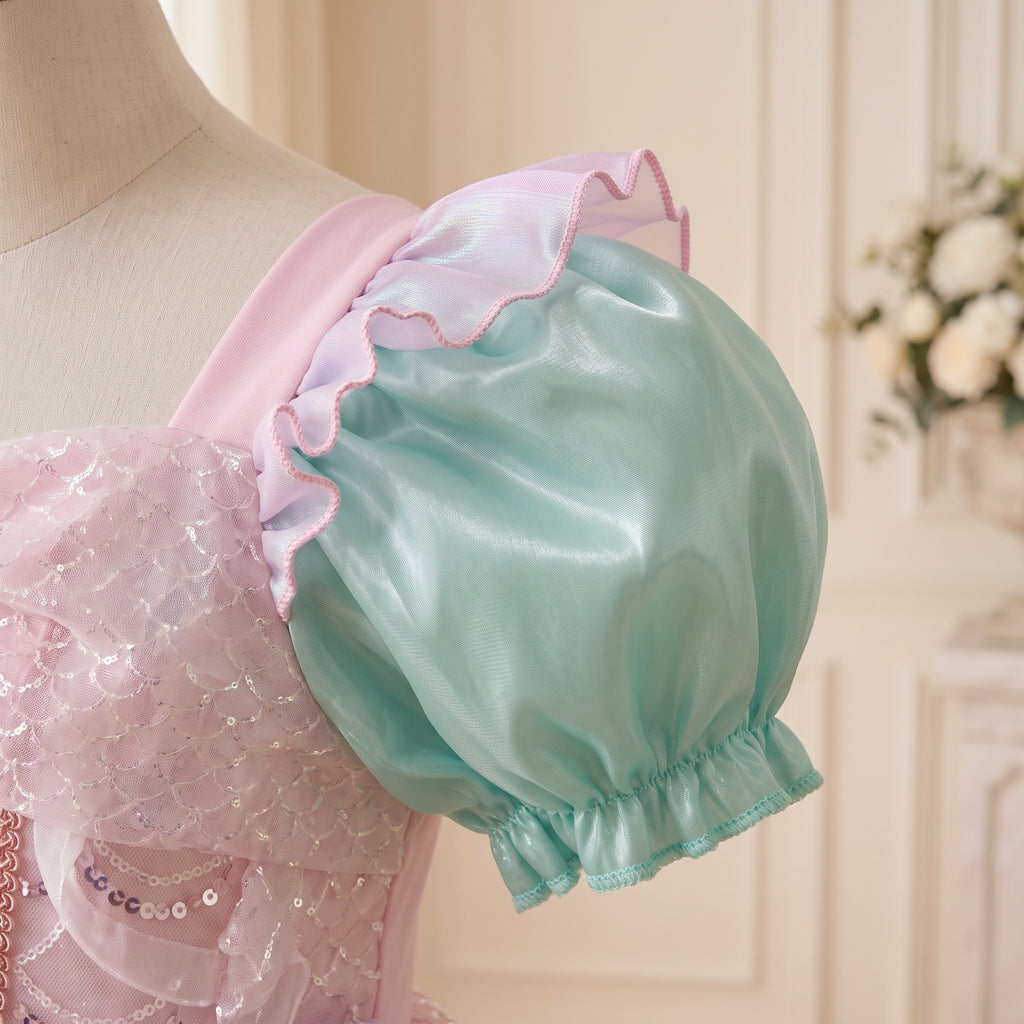Pink Mint Mermaid Dress — sleeve close-up