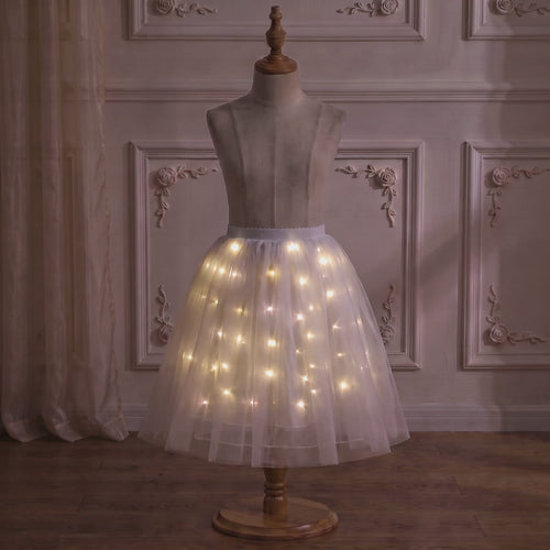 White Light-Up Petticoat 360-degree view on a mannequin