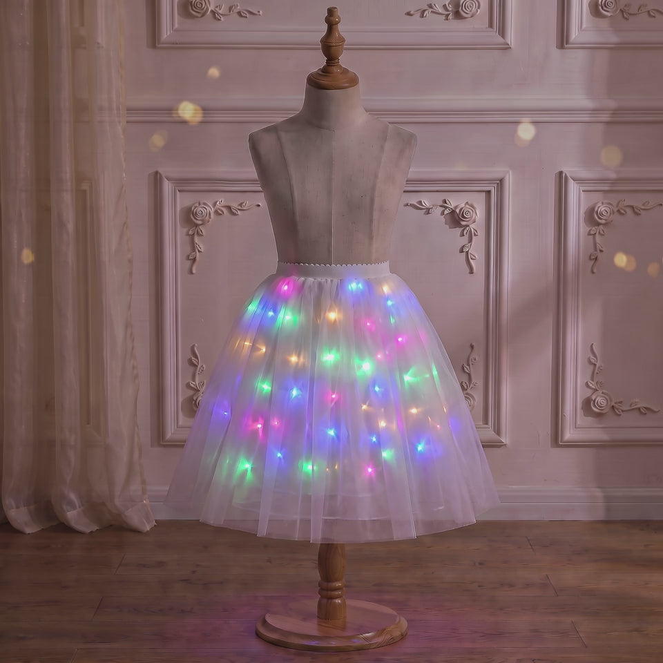 Rainbow LED Petticoat 360-degree view on a mannequin