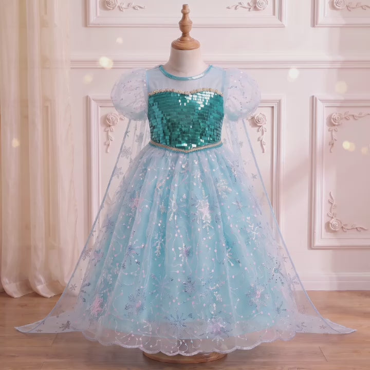 Ice Queen Crystal Cape Gown 360-degree view on a mannequin