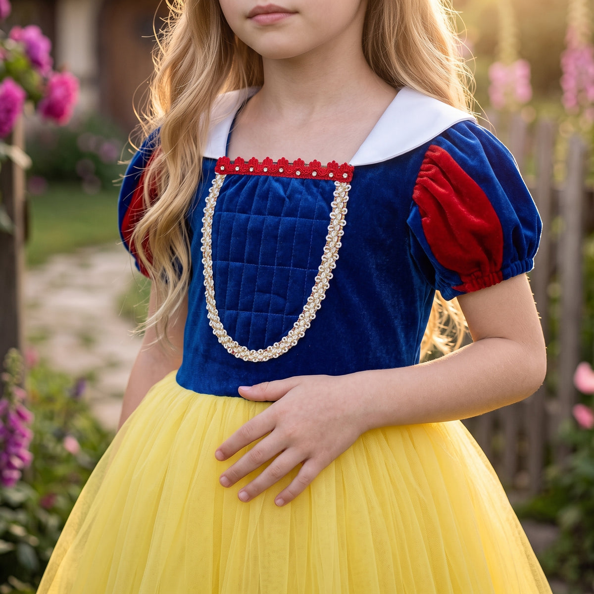 Snow White Tulle Dress — bodice and waist shown on a child